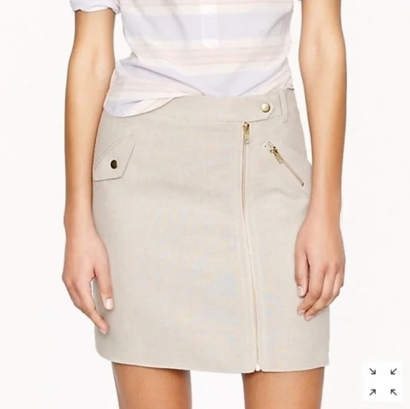 J. Crew linen cotton blend gold tone hardware cargo zipper mini skirt Size 10 - Picture 6 of 6